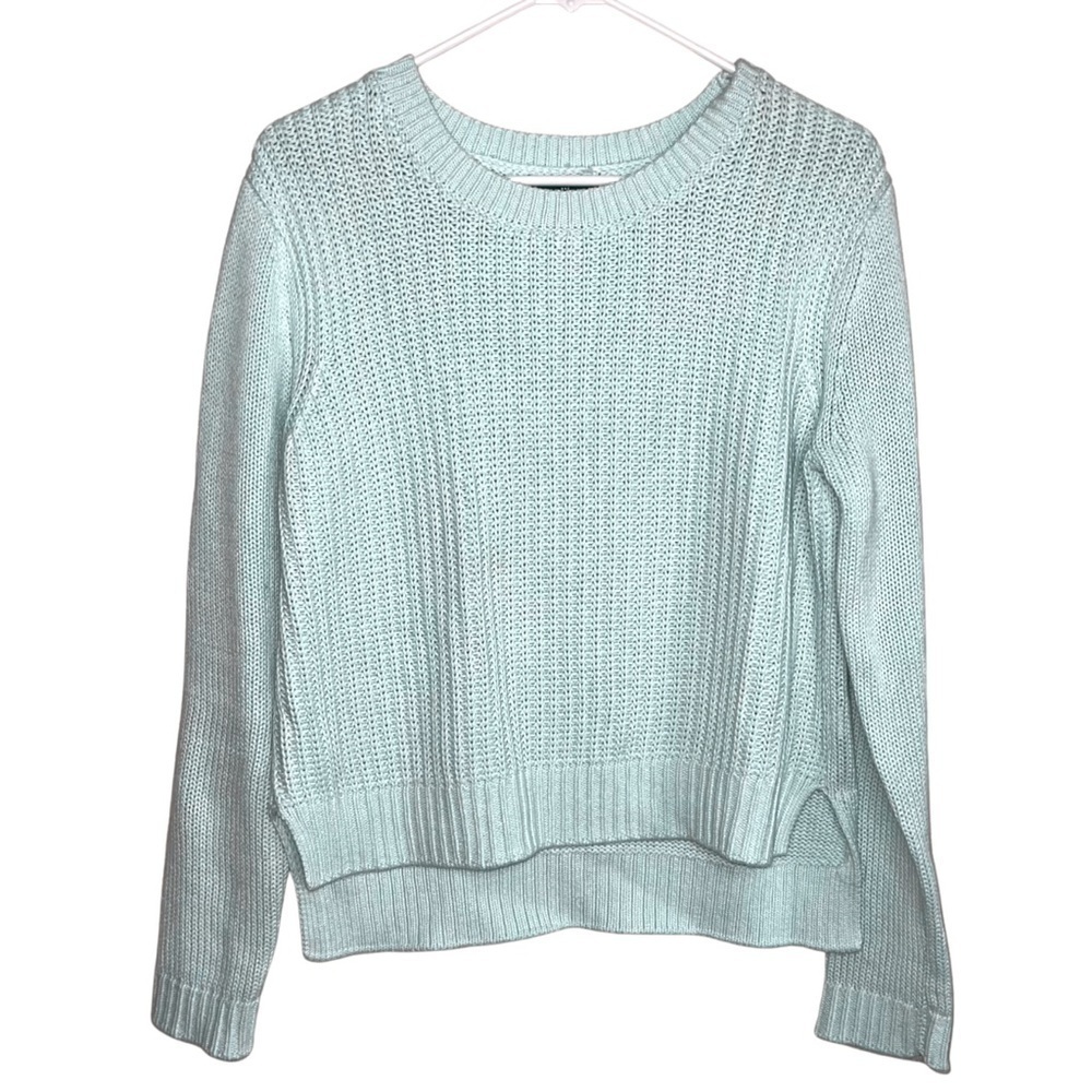 GAP Mint Green Knit Cotton Crop Crewneck Sweater Size Medium